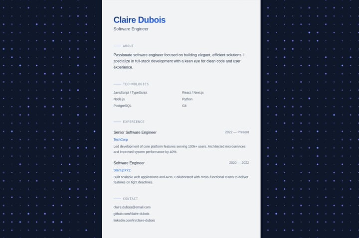 Claire Dubois Resume